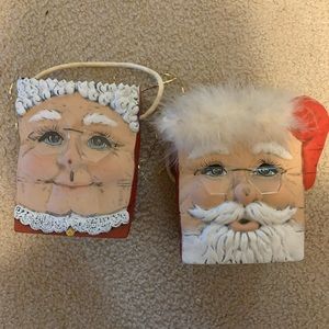 Ceramic Santa and Mrs Claus present bag decor